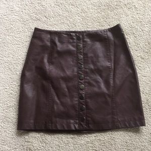 Brown Free People Leather Skirt